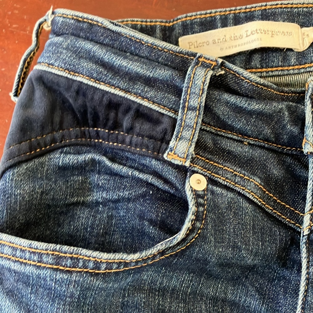 Pilcro and The Letterpress High Rise Skinny jeans with velvet yoking